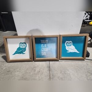 Owl and Inspirational Quote Framed Art Set